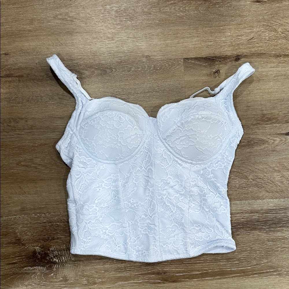 White Lace Bustier Top large padded